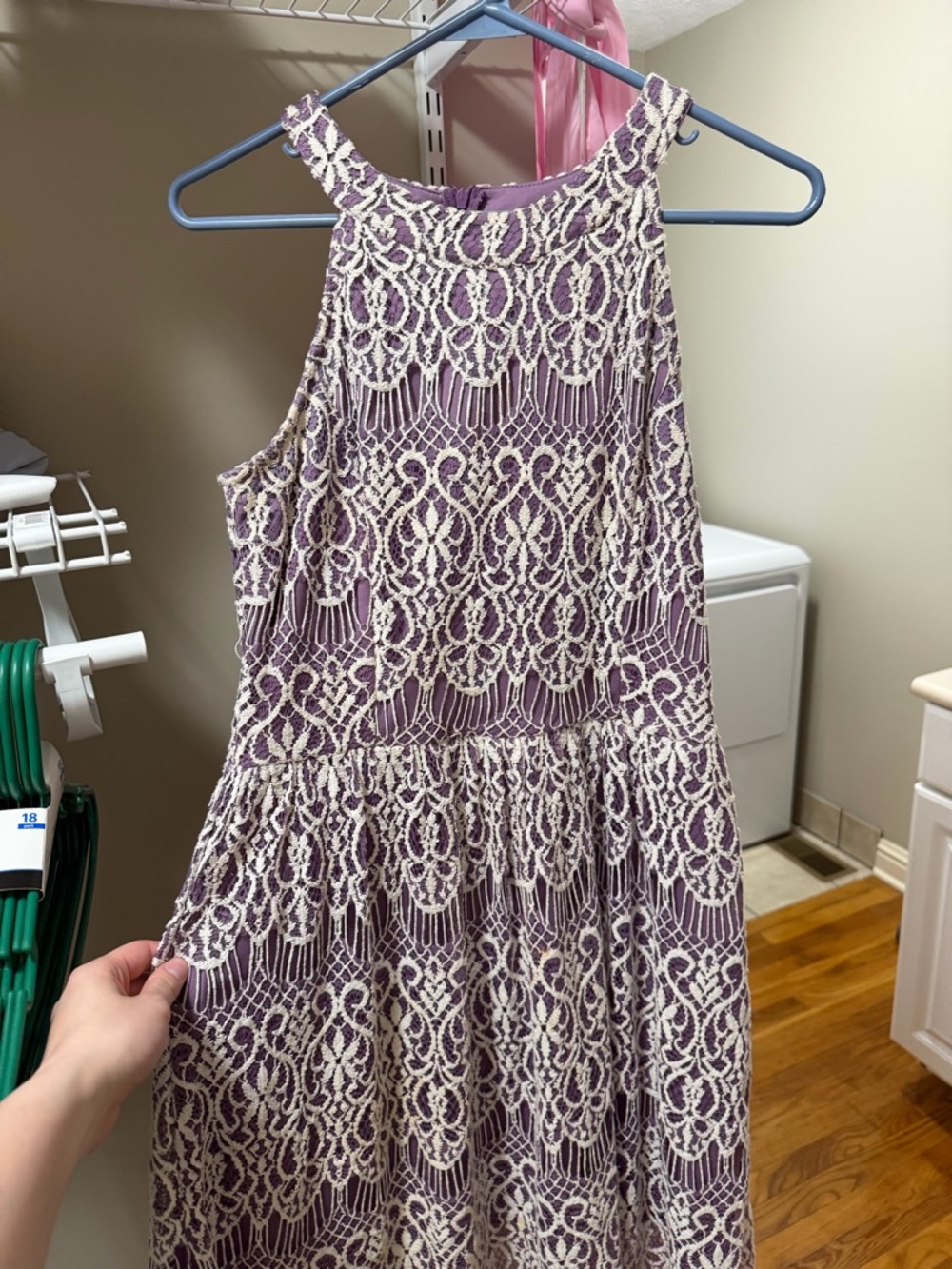 Altar'd State Lavender Lace Overlay Mini Dress